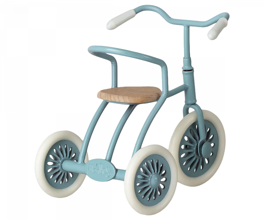 Maileg Abri a Tricycle, Mouse - Petrol Blue