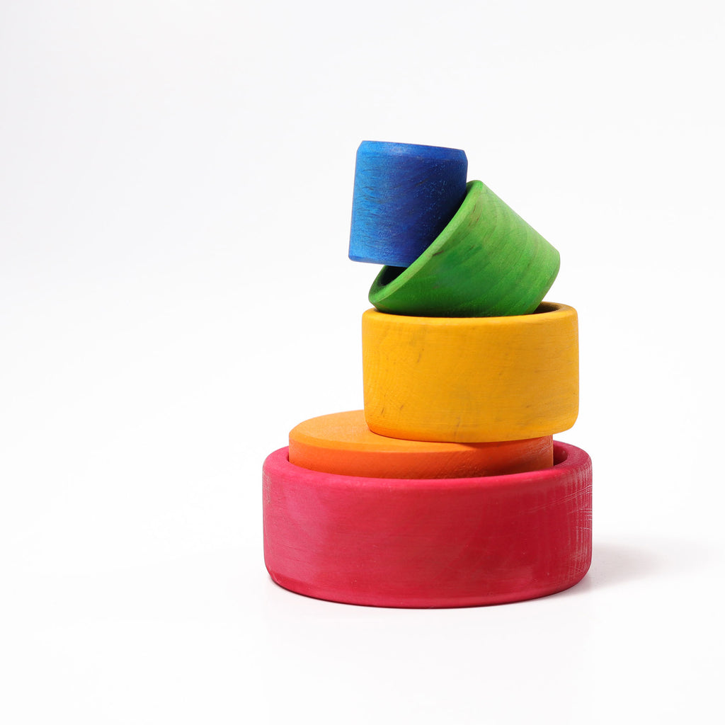 Grimm's Coloured Stacking Bowls outside red - Toydler