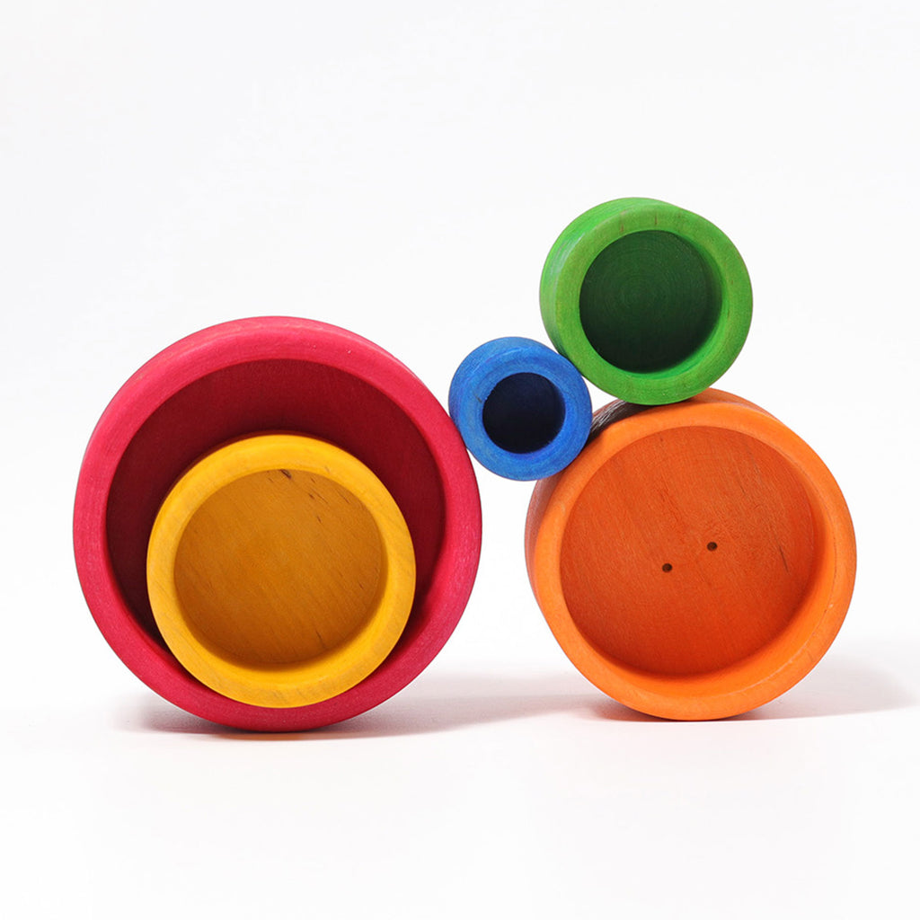 Grimm's Coloured Stacking Bowls outside red - Toydler